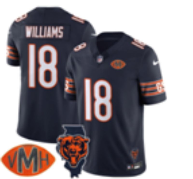 Men 2025 Chicago Bears #18 Williams blue Third Generation Nike Limited NFL Jersey style 01